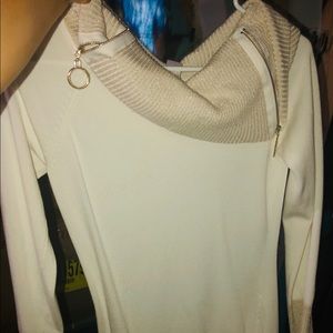 Women’s long sleeved cream dress